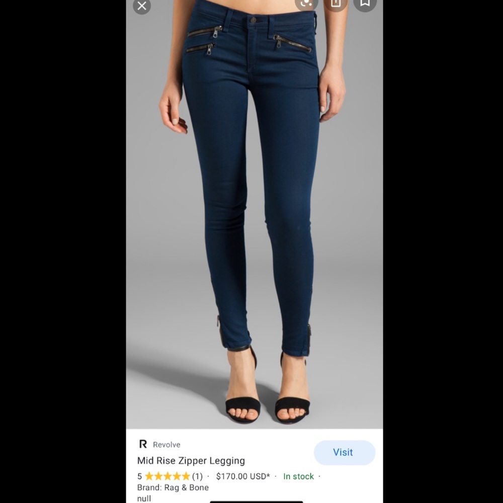 Rag & Bones Zip Detail Skinny Jeans